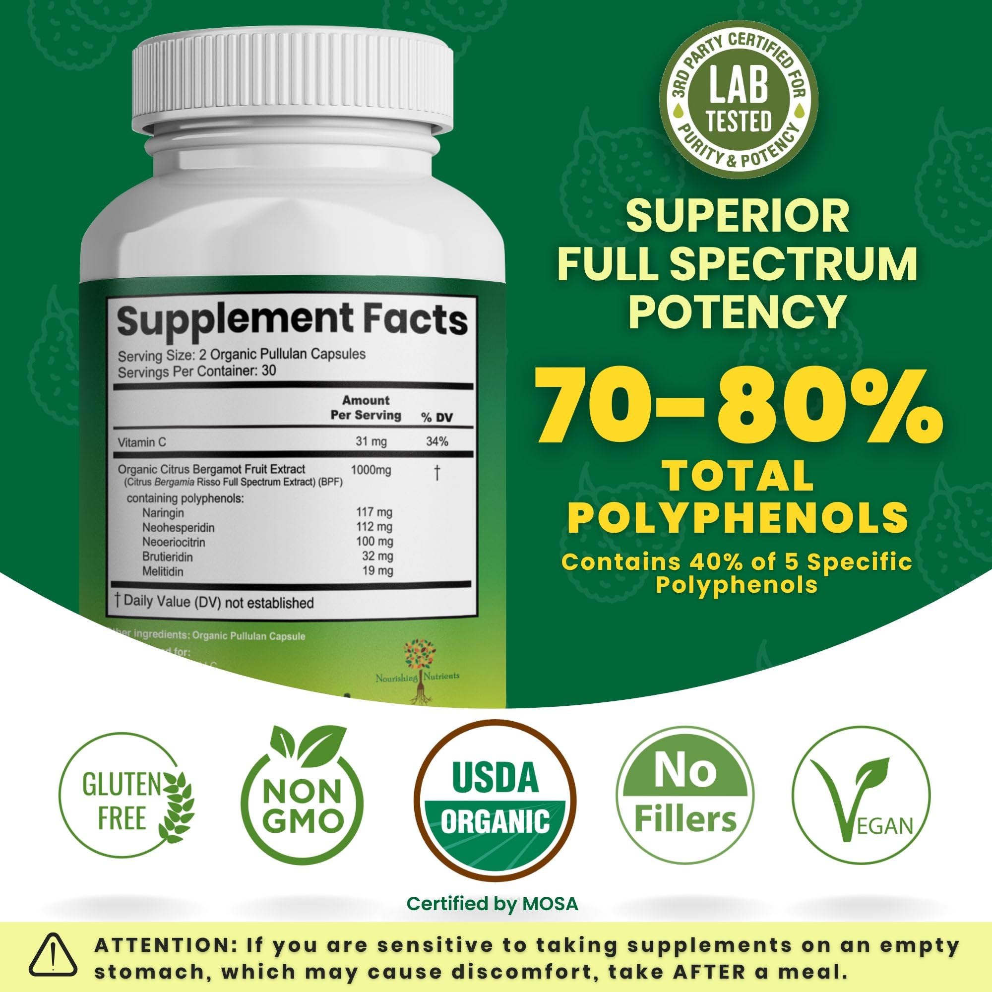 Foto 7 pulgar | Suplemento de Nutrientes Nutritivos Bergamota Cítrica Orgánica 1000 Mg - Venta Internacional