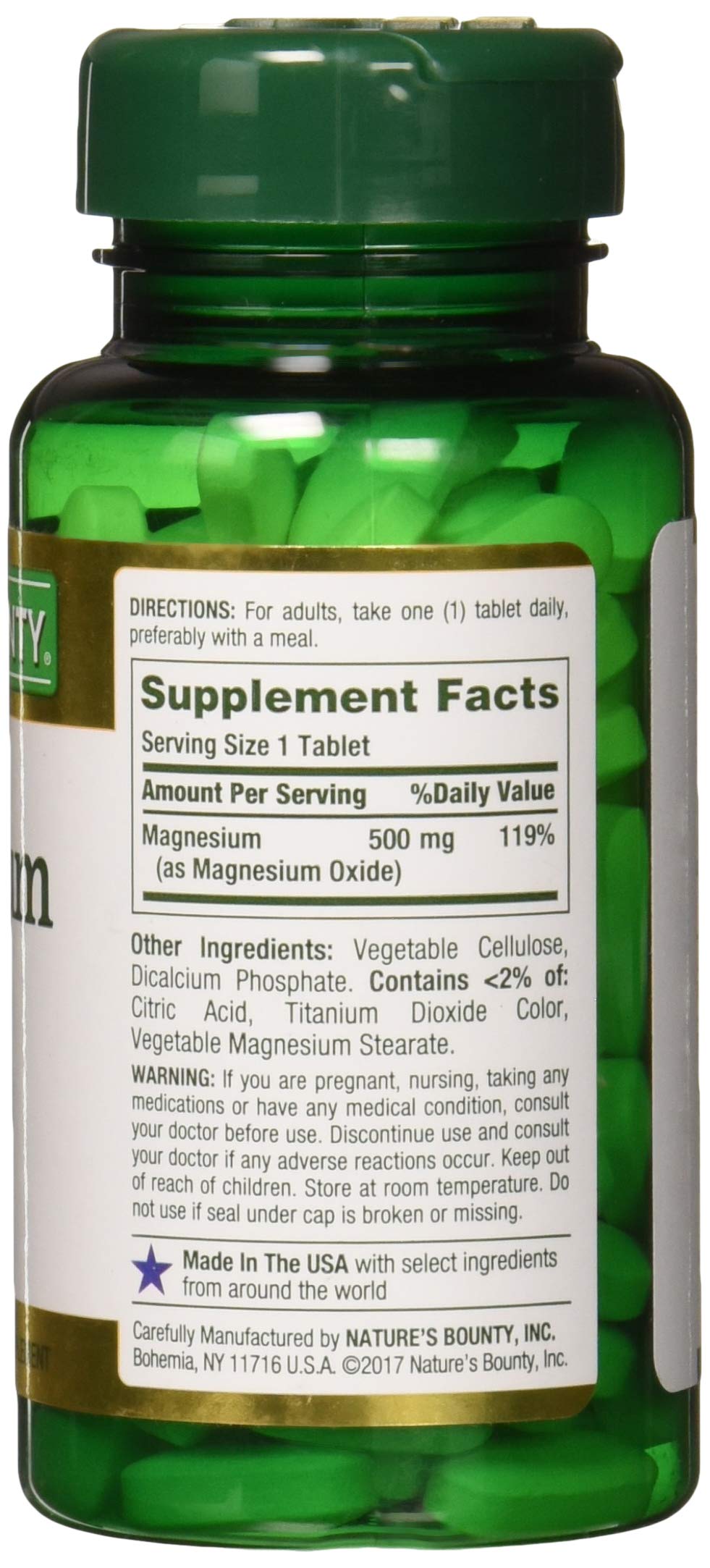 Foto 4 pulgar | Suplemento Nature's Bounty Magnesio En Tabletas De 500 Mg 100 Unidades - Venta Internacional.