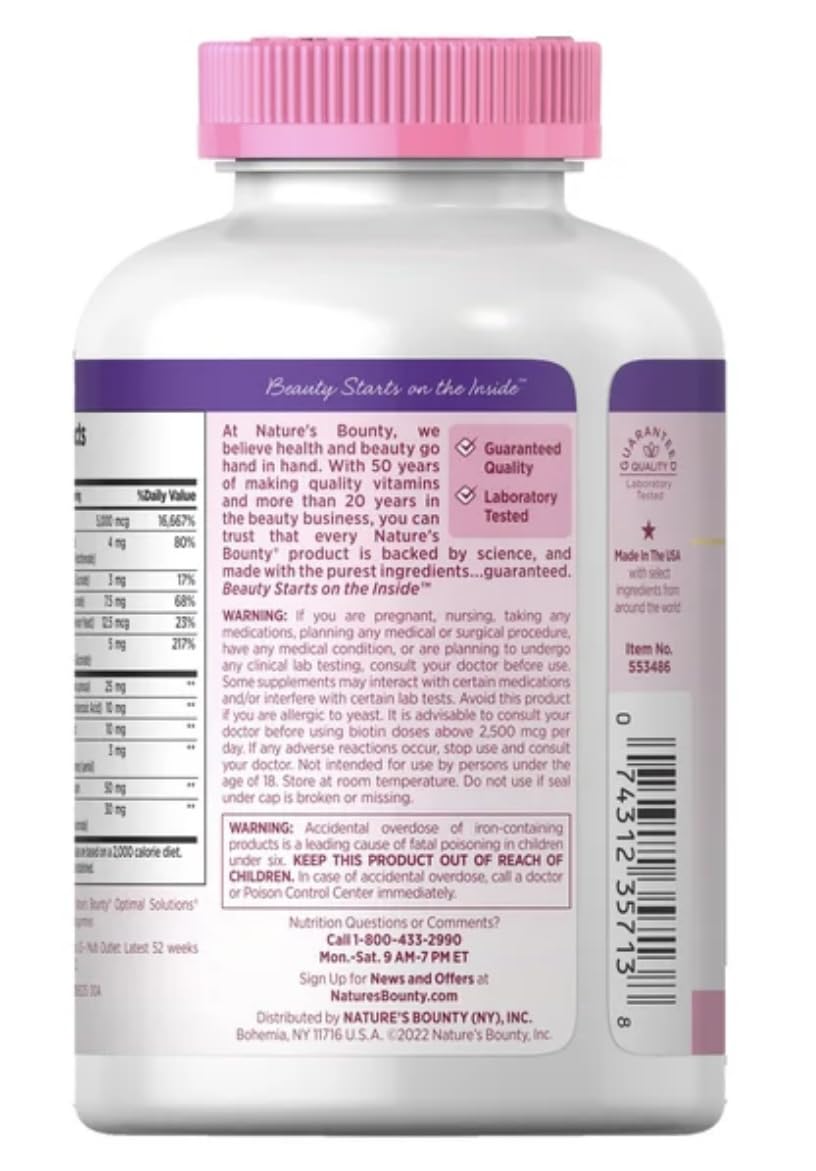 Foto 5 pulgar | Complementa 250 Cápsulas Blandas Para Cabello, Piel Y Uñas De Nature's Bounty - Venta Internacional.