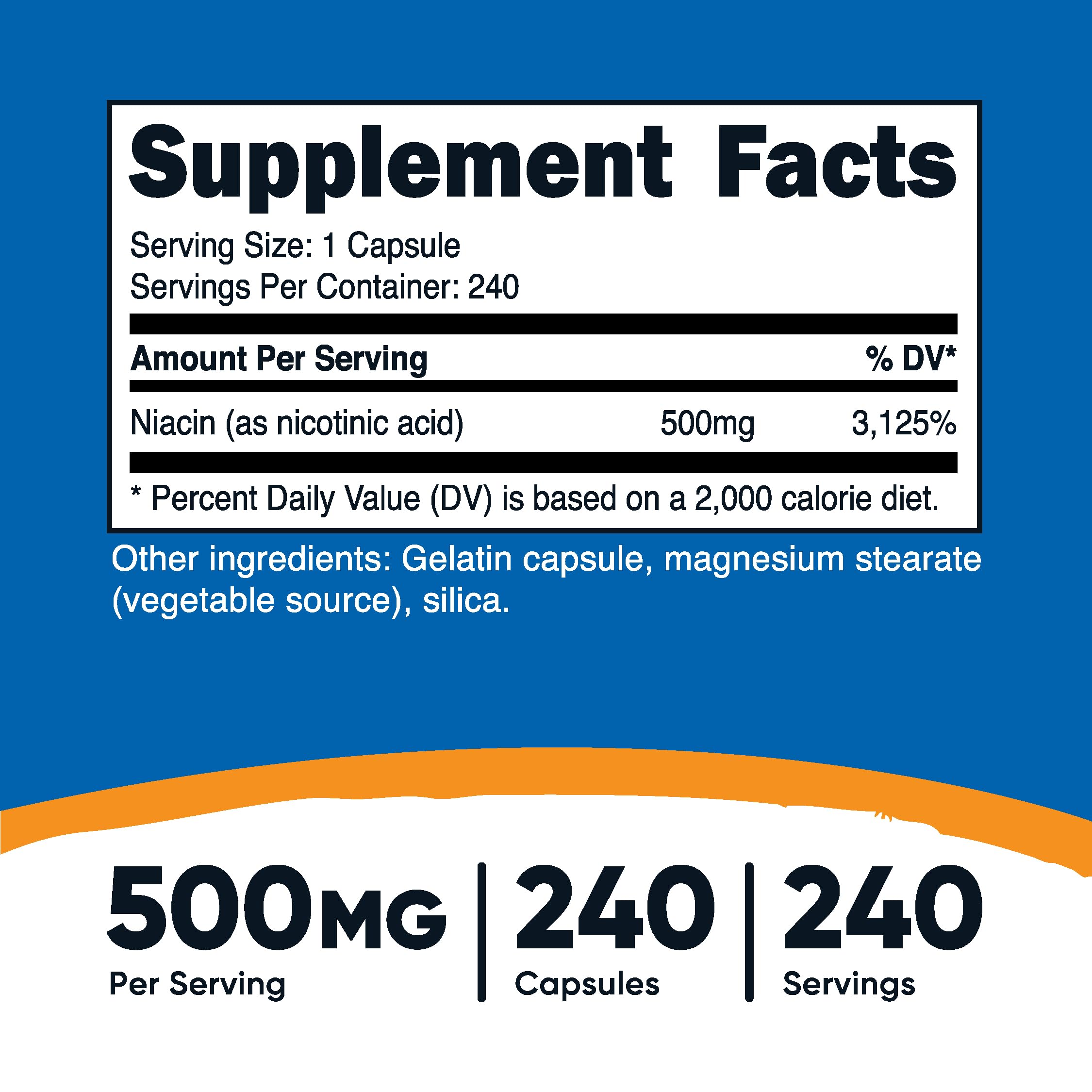 Foto 3 pulgar | Suplemento Nutricost De Niacina (vitamina B3) 500 Mg 240 Cápsulas - Venta Internacional.