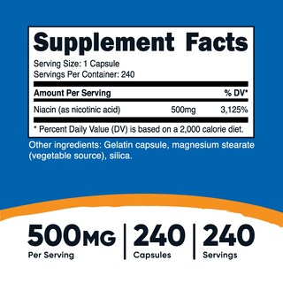 Foto 2 | Suplemento Nutricost De Niacina (vitamina B3) 500 Mg 240 Cápsulas - Venta Internacional.