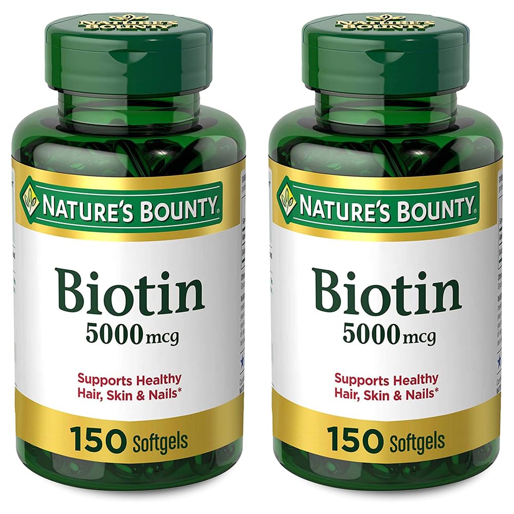 Set Of 2 Nature's Bounty  Biotin 5000 Mcg, 150 Softgels - Venta Internacional.