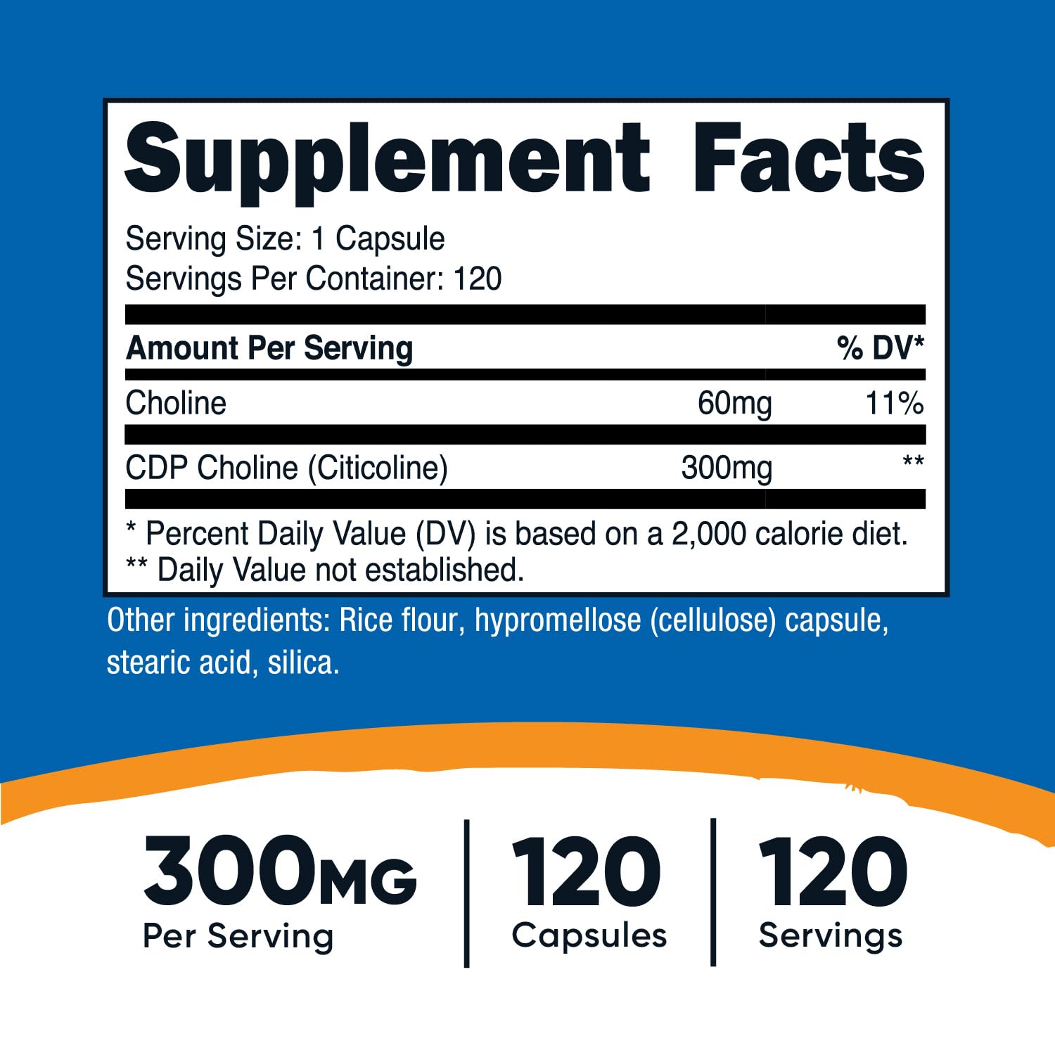 Foto 3 pulgar | Suplemento Nutricost Cdp Colina (citicolina) 300 Mg 120 Cápsulas - Venta Internacional.