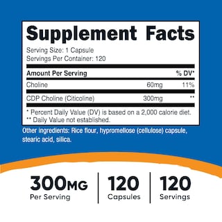 Foto 2 | Suplemento Nutricost Cdp Colina (citicolina) 300 Mg 120 Cápsulas - Venta Internacional.