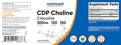 Foto 6 | Suplemento Nutricost Cdp Colina (citicolina) 300 Mg 120 Cápsulas - Venta Internacional.