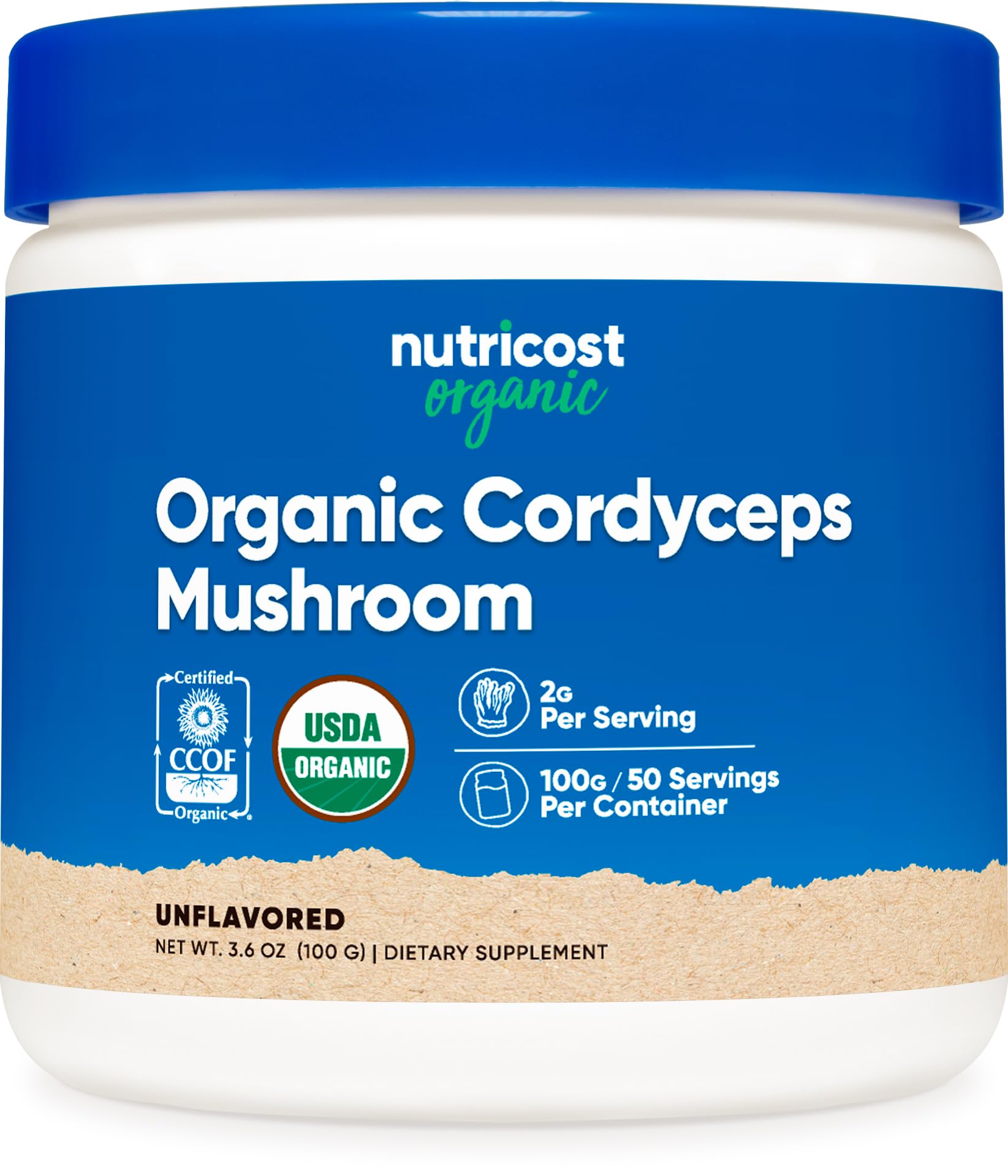 Foto 2 pulgar | Polvo De Cordyceps Nutricost, 100 G, Orgánico, Sin Transgénicos, Sin Gluten - Venta Internacional.