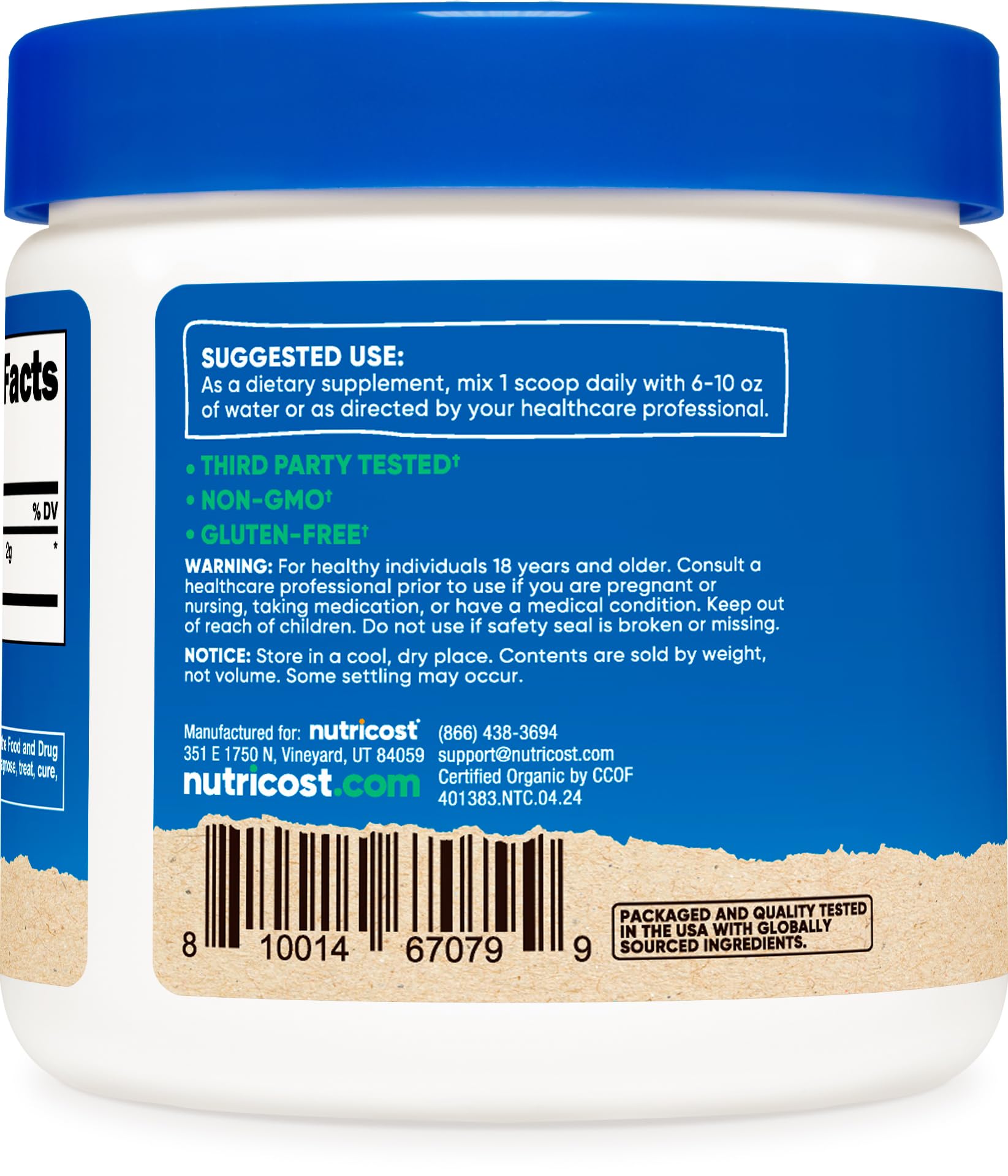 Foto 4 | Polvo De Cordyceps Nutricost, 100 G, Orgánico, Sin Transgénicos, Sin Gluten - Venta Internacional.