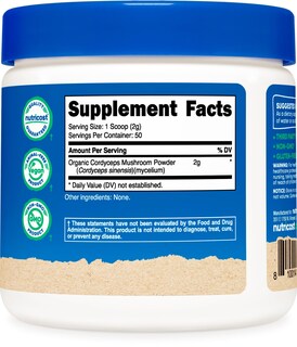 Foto 5 | Polvo De Cordyceps Nutricost, 100 G, Orgánico, Sin Transgénicos, Sin Gluten - Venta Internacional.