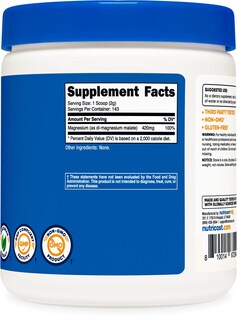 Foto 5 | Suplemento Nutricost Malato De Magnesio En Polvo 300 G 420 Mg - Venta Internacional.