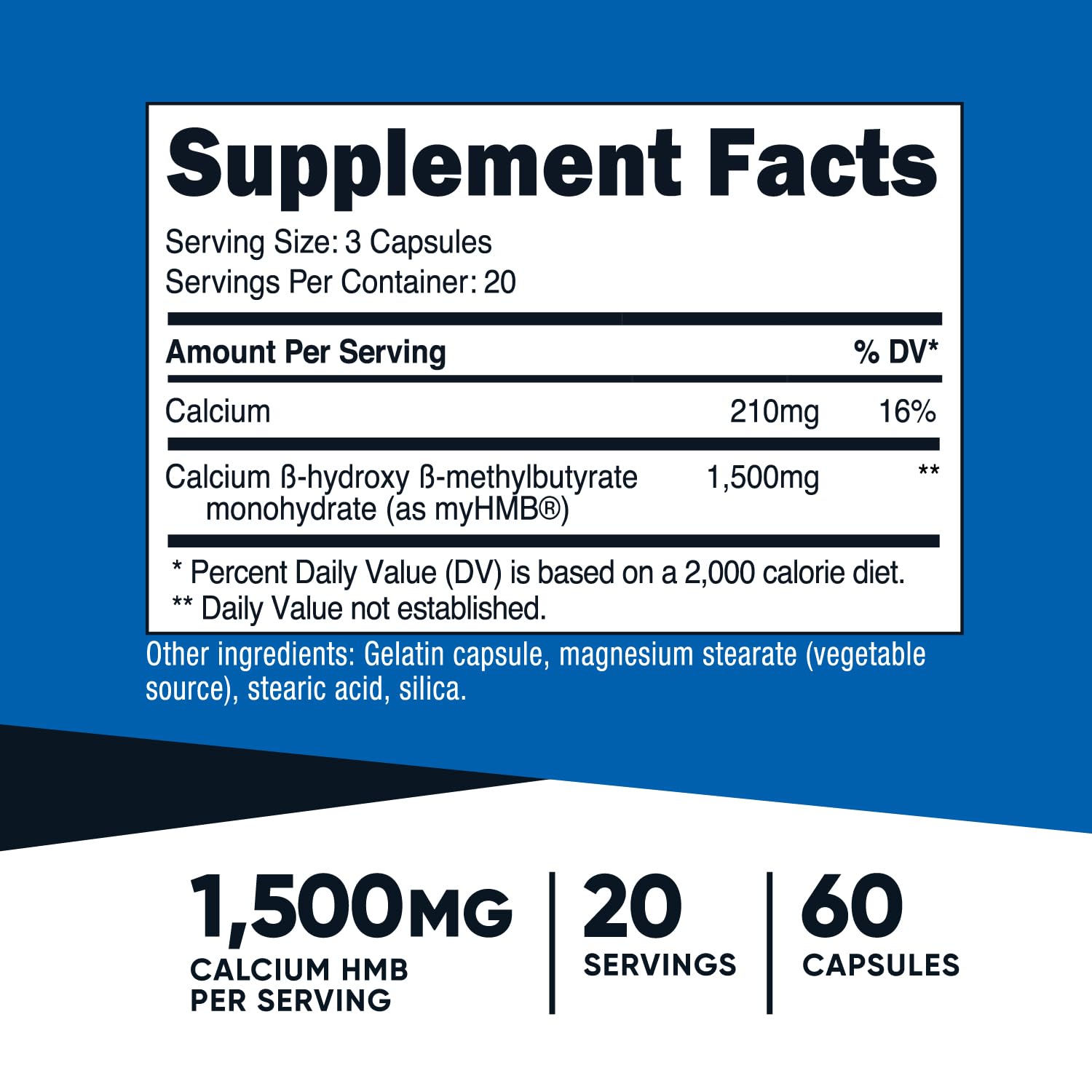 Foto 3 pulgar | Suplemento Nutricost Myhmb En Cápsulas 1500 Mg De Calcio Hmb 60 - Venta Internacional.