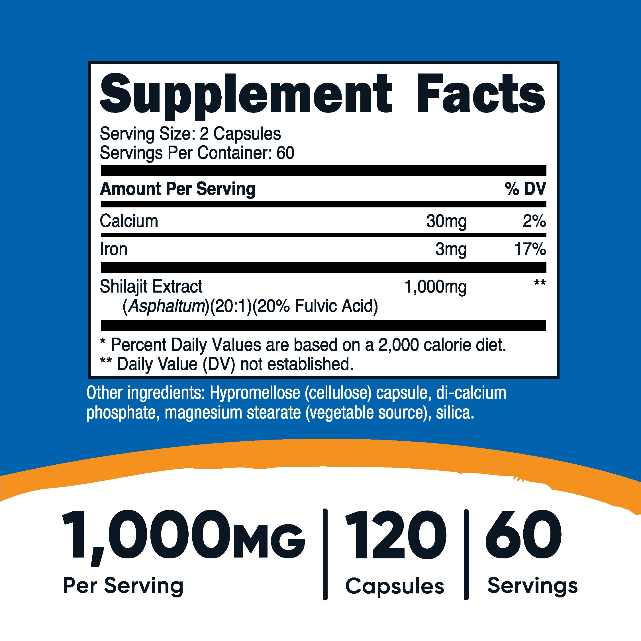 Foto 3 pulgar | Cápsulas De Extracto De Shilajit Nutricost 1000 Mg 120 Cápsulas - Venta Internacional.
