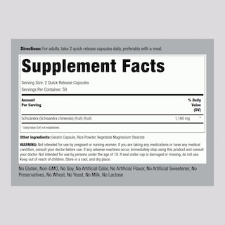 Foto 2 | Suplemento Piping Rock Schizandra Berry Fruit 1160 Mg 100 Cápsulas - Venta Internacional.