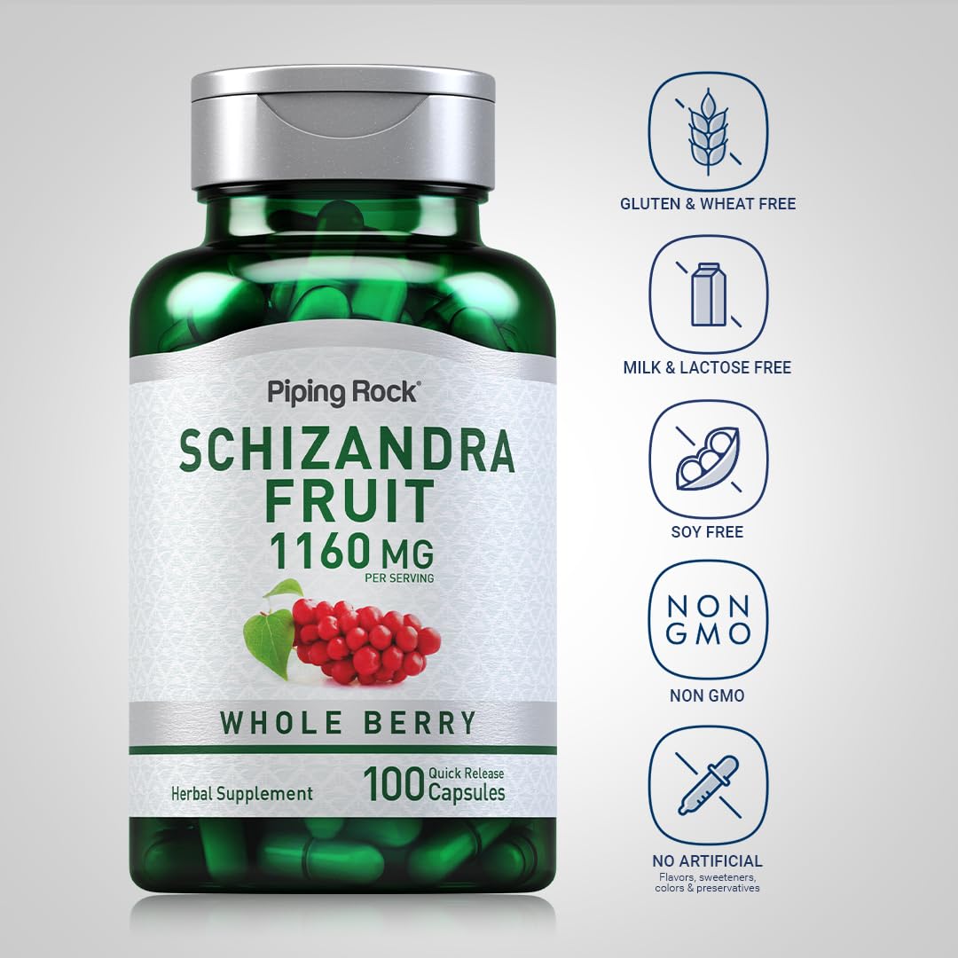 Foto 4 pulgar | Suplemento Piping Rock Schizandra Berry Fruit 1160 Mg 100 Cápsulas - Venta Internacional.