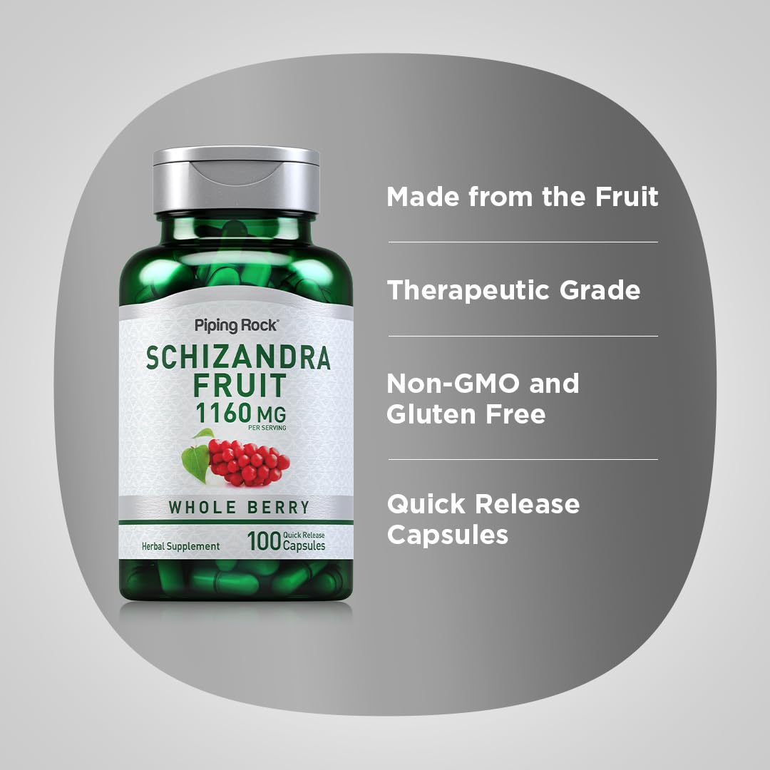 Foto 5 pulgar | Suplemento Piping Rock Schizandra Berry Fruit 1160 Mg 100 Cápsulas - Venta Internacional.
