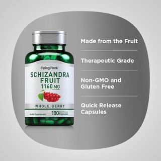 Foto 4 | Suplemento Piping Rock Schizandra Berry Fruit 1160 Mg 100 Cápsulas - Venta Internacional.