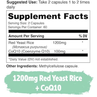 Foto 3 | Suplemento Yuve De Arroz De Levadura Roja En Cápsulas De 1200 Mg Con Coq10 De 120 Unidades - Venta Internacional