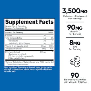 Foto 2 | Complemente Las Gomitas De Saúco Nutricost Con Vitamina C Y Zinc - Venta Internacional.