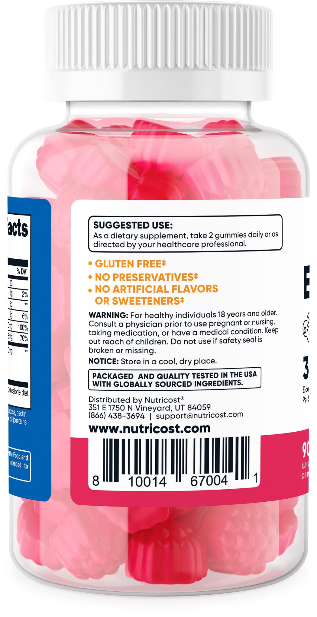 Foto 4 pulgar | Complemente Las Gomitas De Saúco Nutricost Con Vitamina C Y Zinc - Venta Internacional.