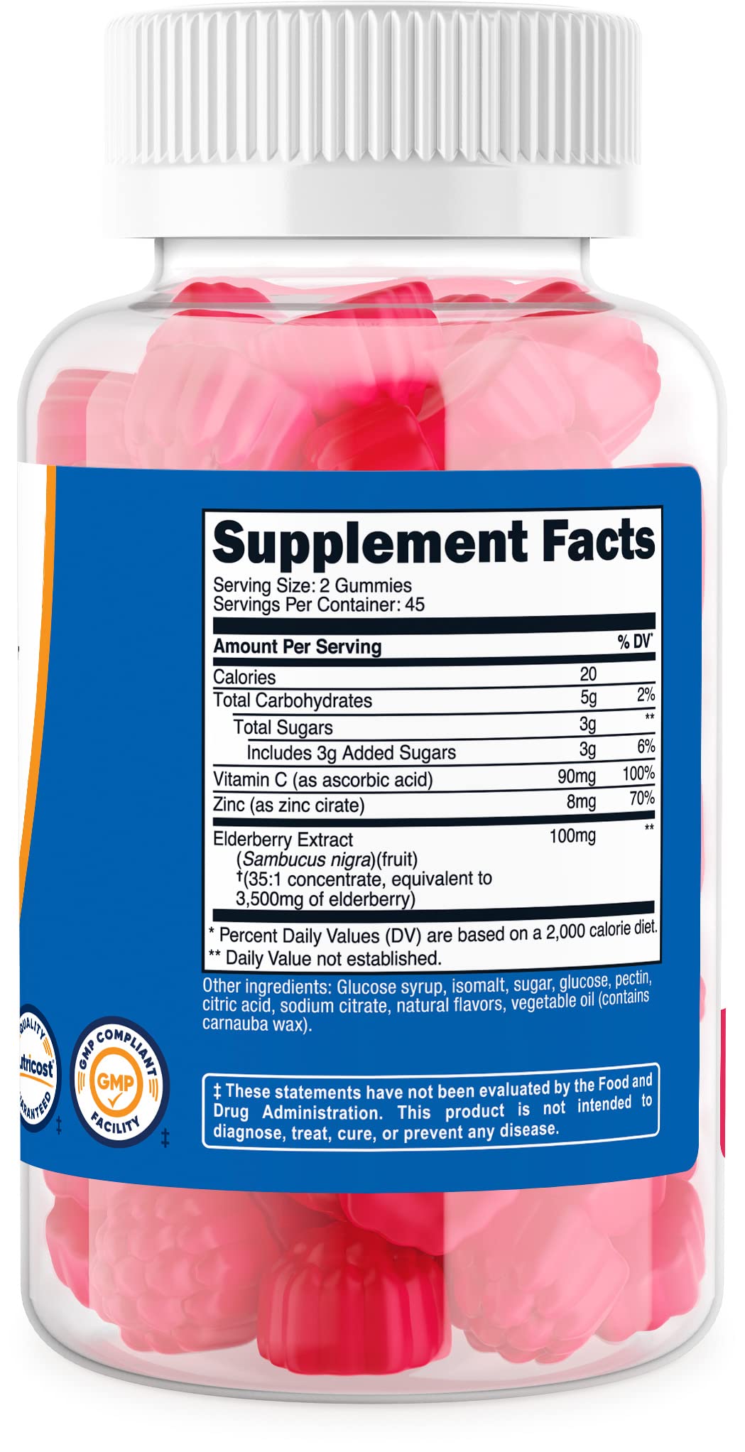 Foto 5 pulgar | Complemente Las Gomitas De Saúco Nutricost Con Vitamina C Y Zinc - Venta Internacional.