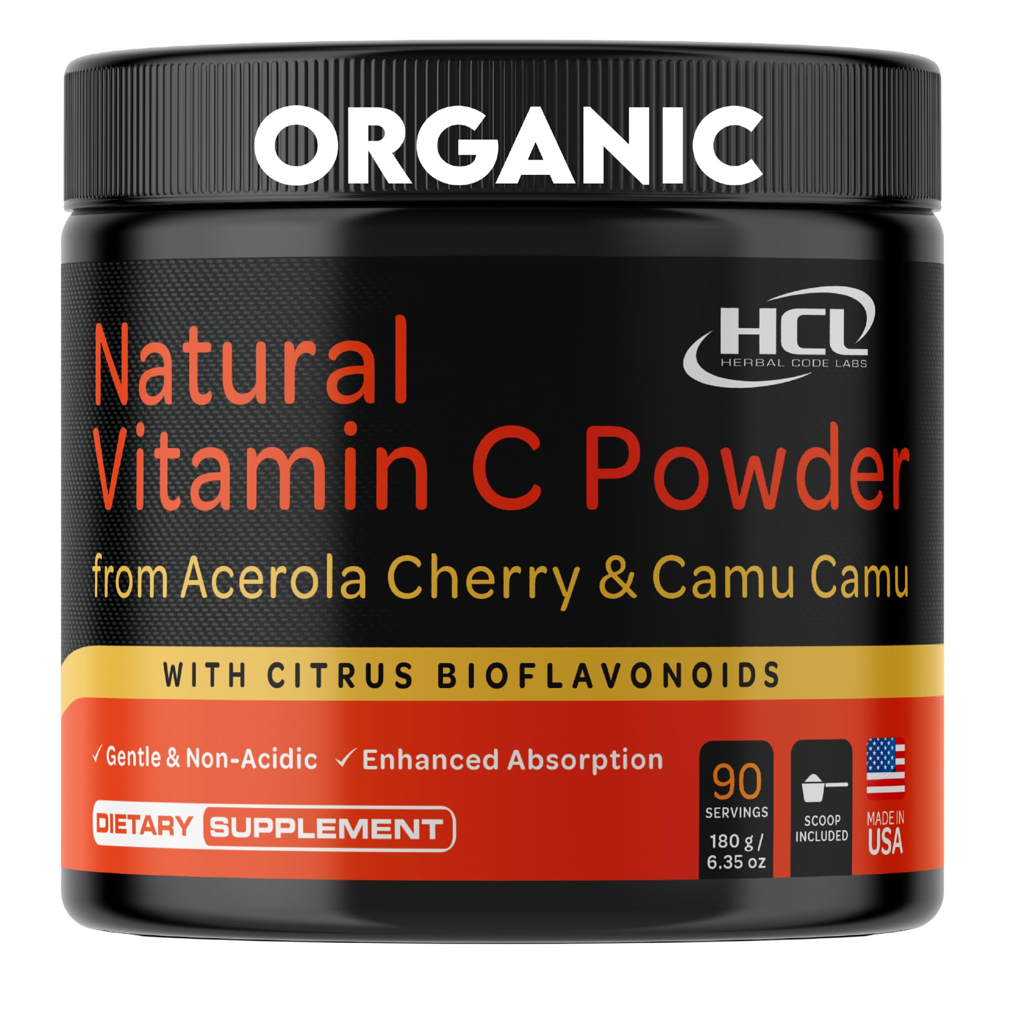 Foto 2 pulgar | Vitamina C en Polvo Hcl Herbal Code Labs Organic Acerola 90 Servicios - Venta Internacional