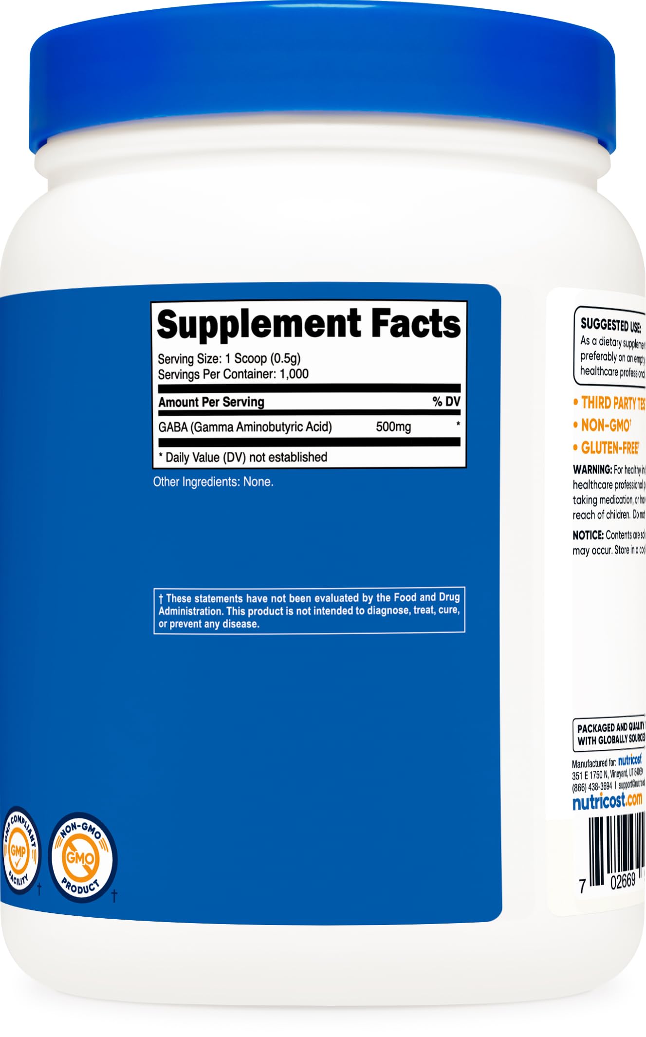Foto 6 pulgar | Suplemento Nutricost Gaba 500 G En Polvo (ácido Gamma Aminobutírico) - Venta Internacional.