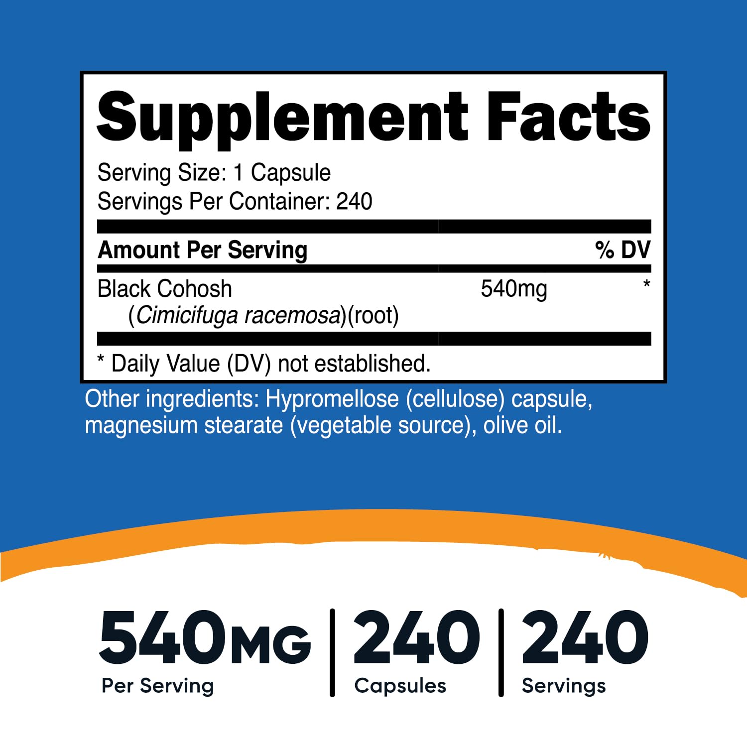 Foto 3 pulgar | Suplemento Nutricost Black Cohosh 540 Mg 240 Cápsulas - Venta Internacional.