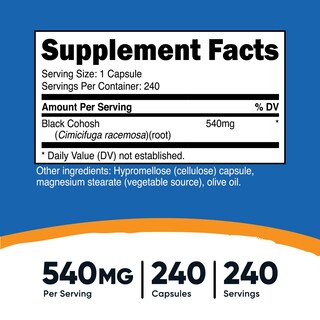 Foto 2 | Suplemento Nutricost Black Cohosh 540 Mg 240 Cápsulas - Venta Internacional.
