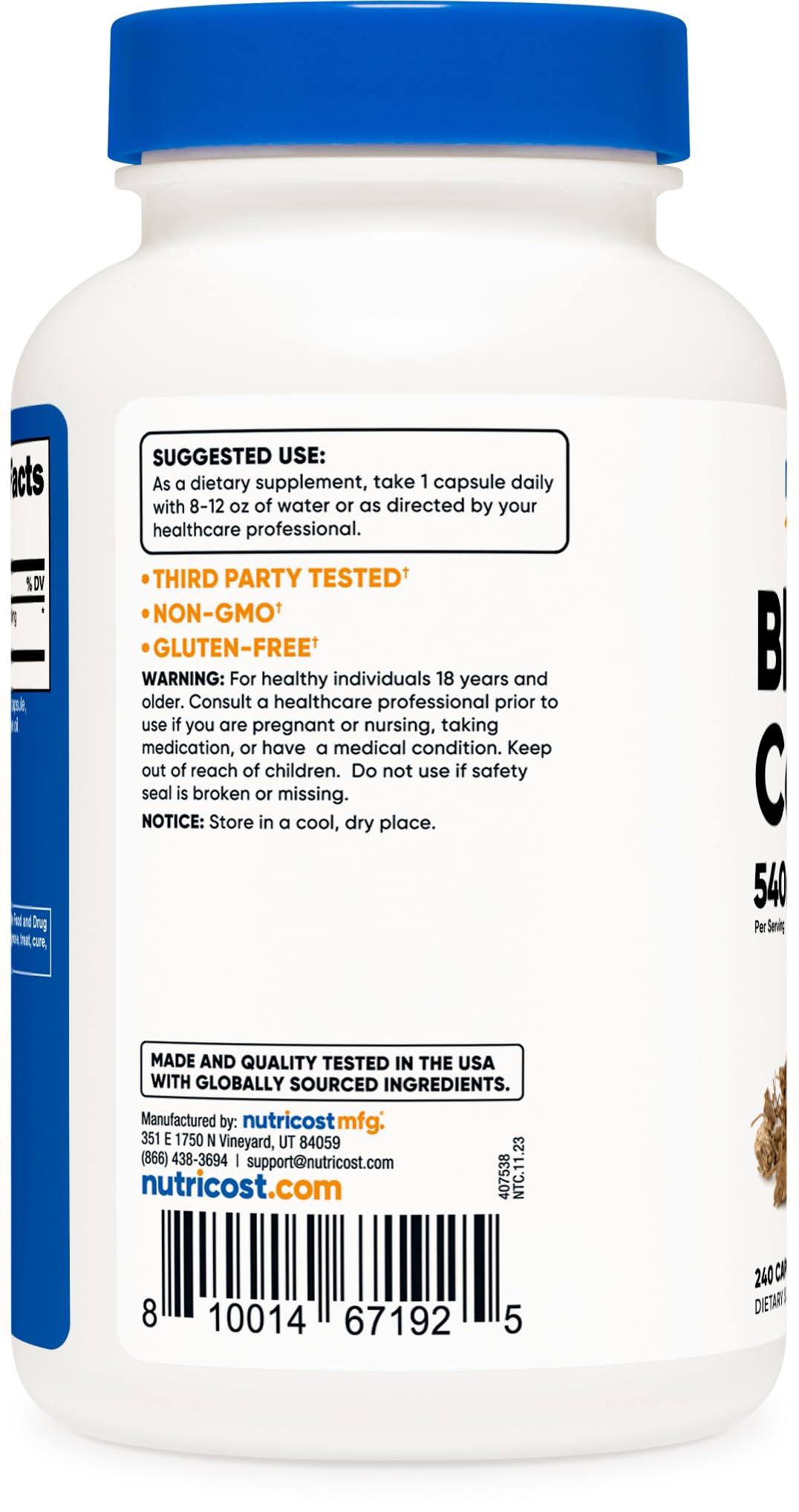 Foto 4 | Suplemento Nutricost Black Cohosh 540 Mg 240 Cápsulas - Venta Internacional.
