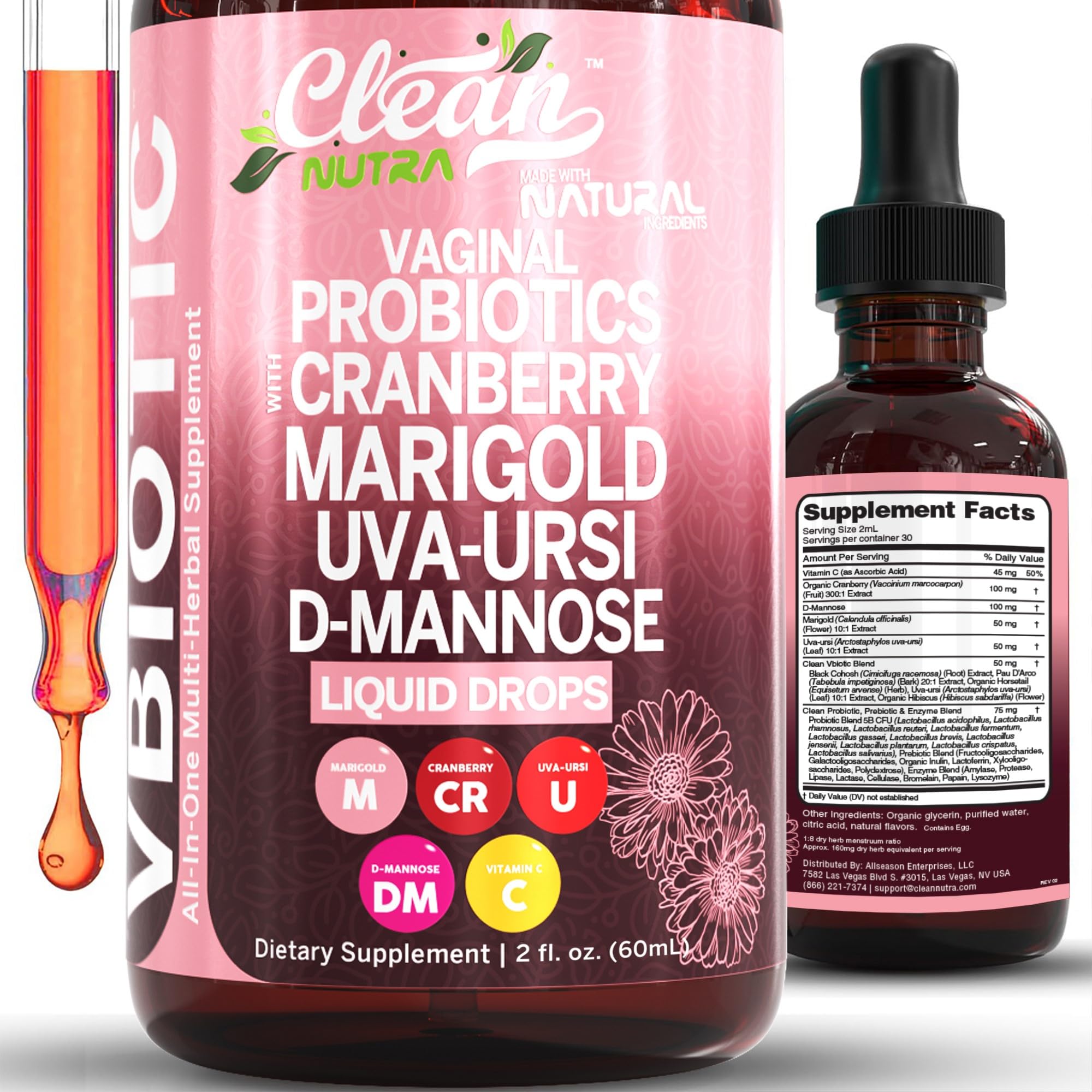 Foto 2 pulgar | Gotas Probióticas Vaginales Supplement Clean Nutra V-biotic Para Mujeres - Venta Internacional.