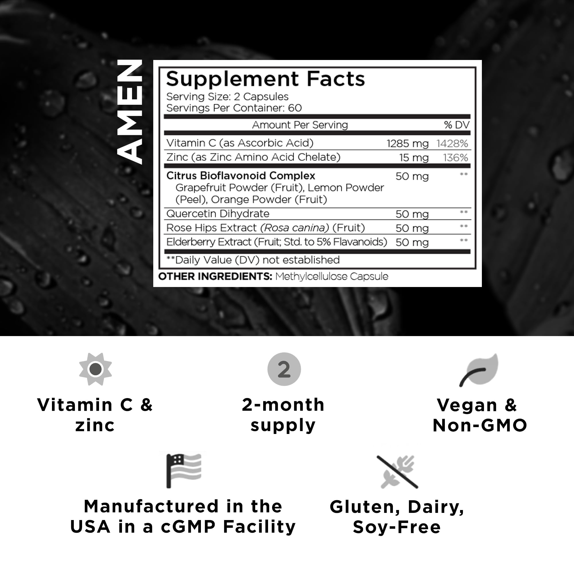Foto 3 pulgar | Suplemento De Vitamina C+ De Amén Con Zinc, Bioflavonoides Y Quercetina - Venta Internacional.