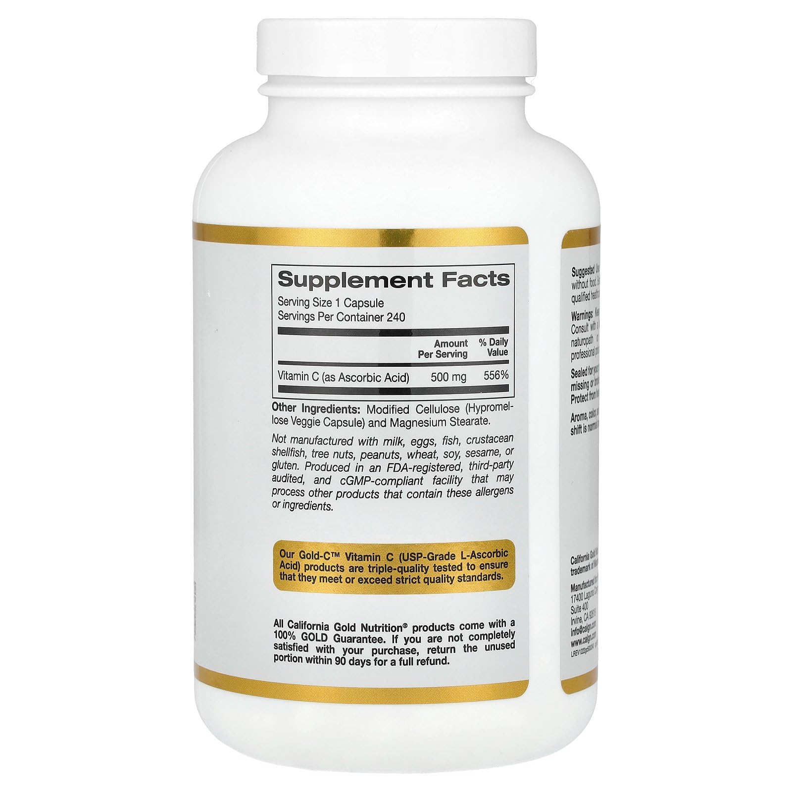 Foto 3 pulgar | Suplemento De Vitamina C California Gold Nutrition 500 Mg 240 Cápsulas - Venta Internacional.