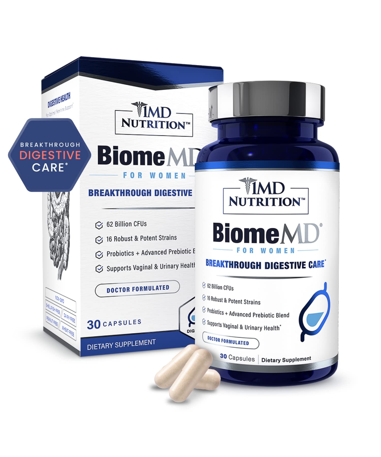Foto 2 pulgar | Suplemento De Probióticos Biomed De 1md Nutrition Para Mujeres, 30 Cápsulas - Venta Internacional.