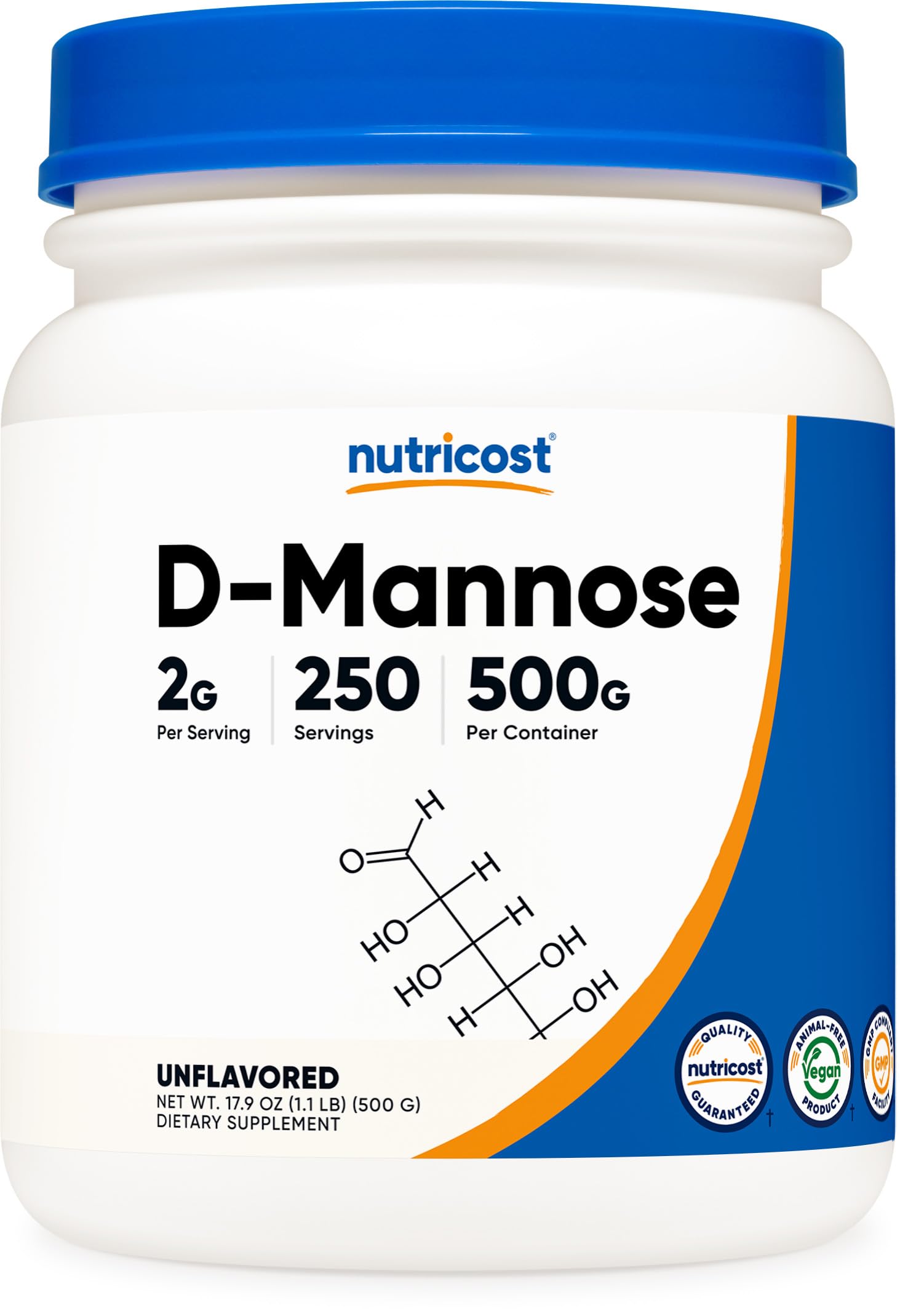 Foto 2 pulgar | Suplemento Nutricost D-manosa En Polvo 500 G (250 Porciones) - Venta Internacional.