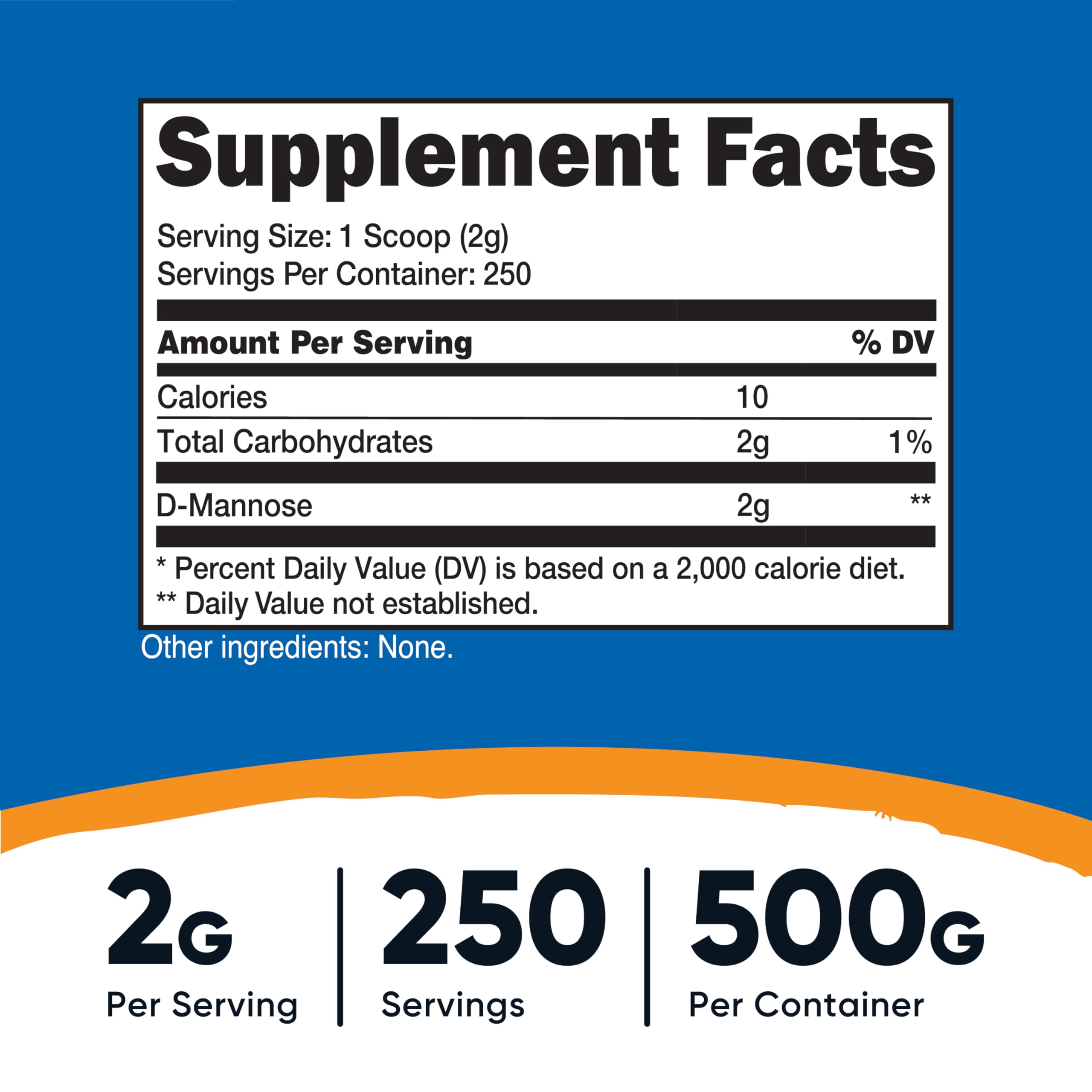 Foto 3 pulgar | Suplemento Nutricost D-manosa En Polvo 500 G (250 Porciones) - Venta Internacional.