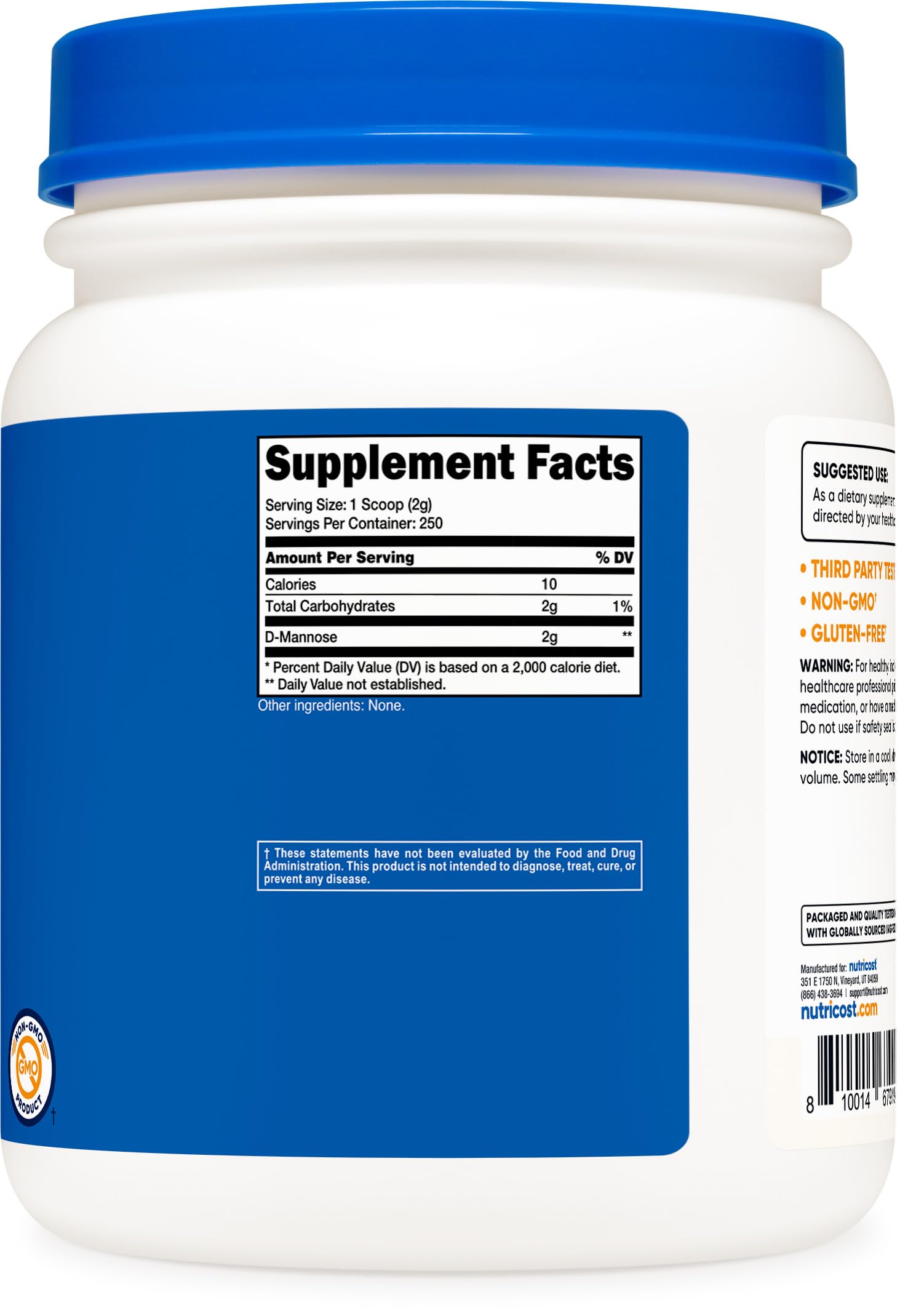 Foto 6 pulgar | Suplemento Nutricost D-manosa En Polvo 500 G (250 Porciones) - Venta Internacional.