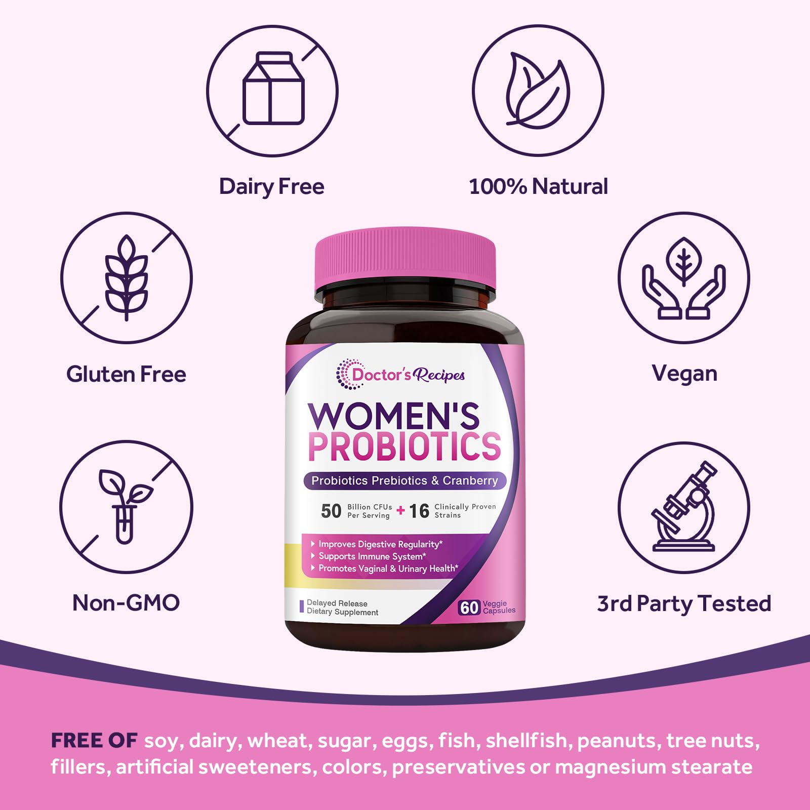 Foto 5 | Probióticos Doctor's Recipes Para Mujeres 50 Mil Millones De Cfu 120 Cápsulas 2 - Venta Internacional