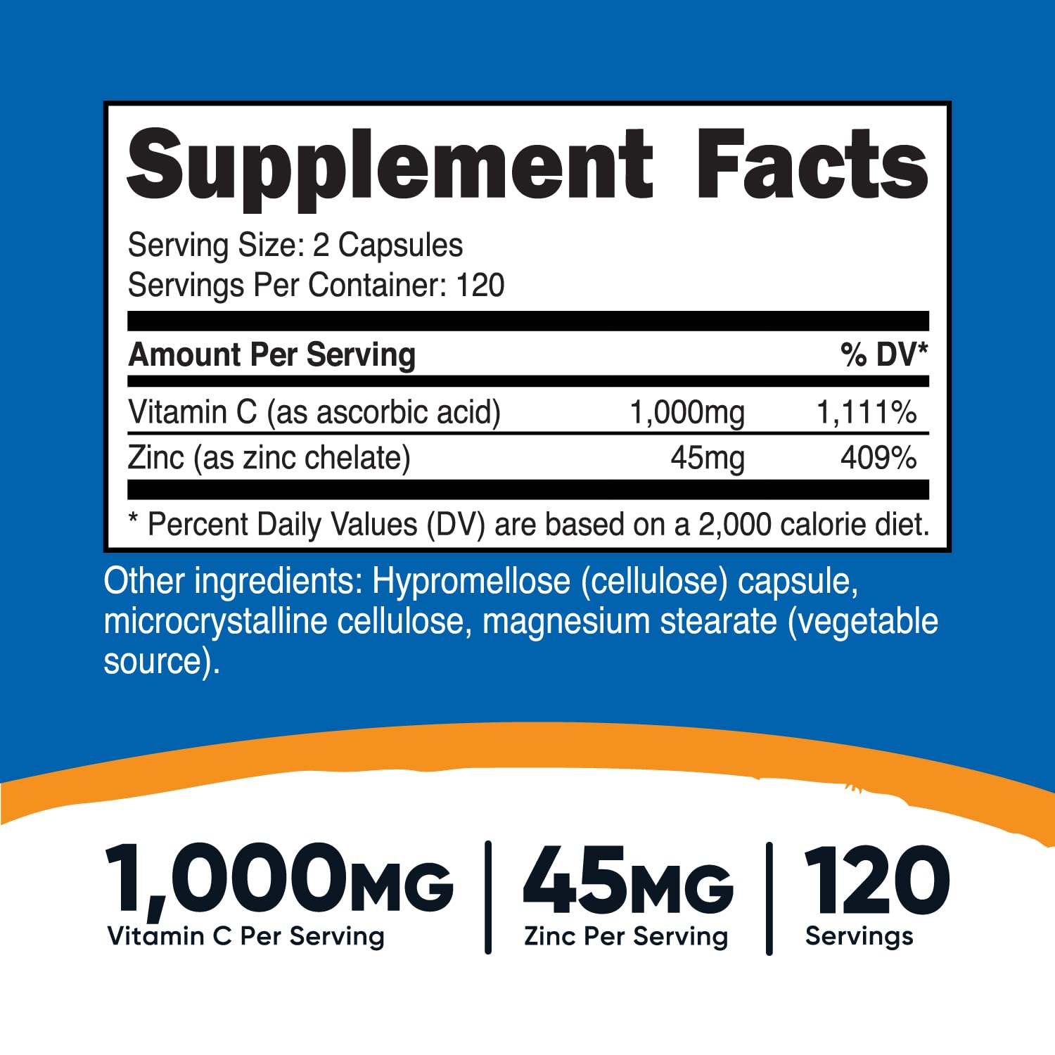 Foto 3 pulgar | Complemente La Vitamina C De Nutricost Con Zinc 1000 Mg/45 Mg - Venta Internacional.