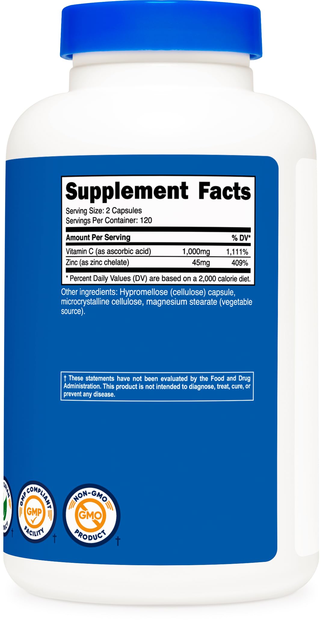 Foto 6 pulgar | Complemente La Vitamina C De Nutricost Con Zinc 1000 Mg/45 Mg - Venta Internacional.