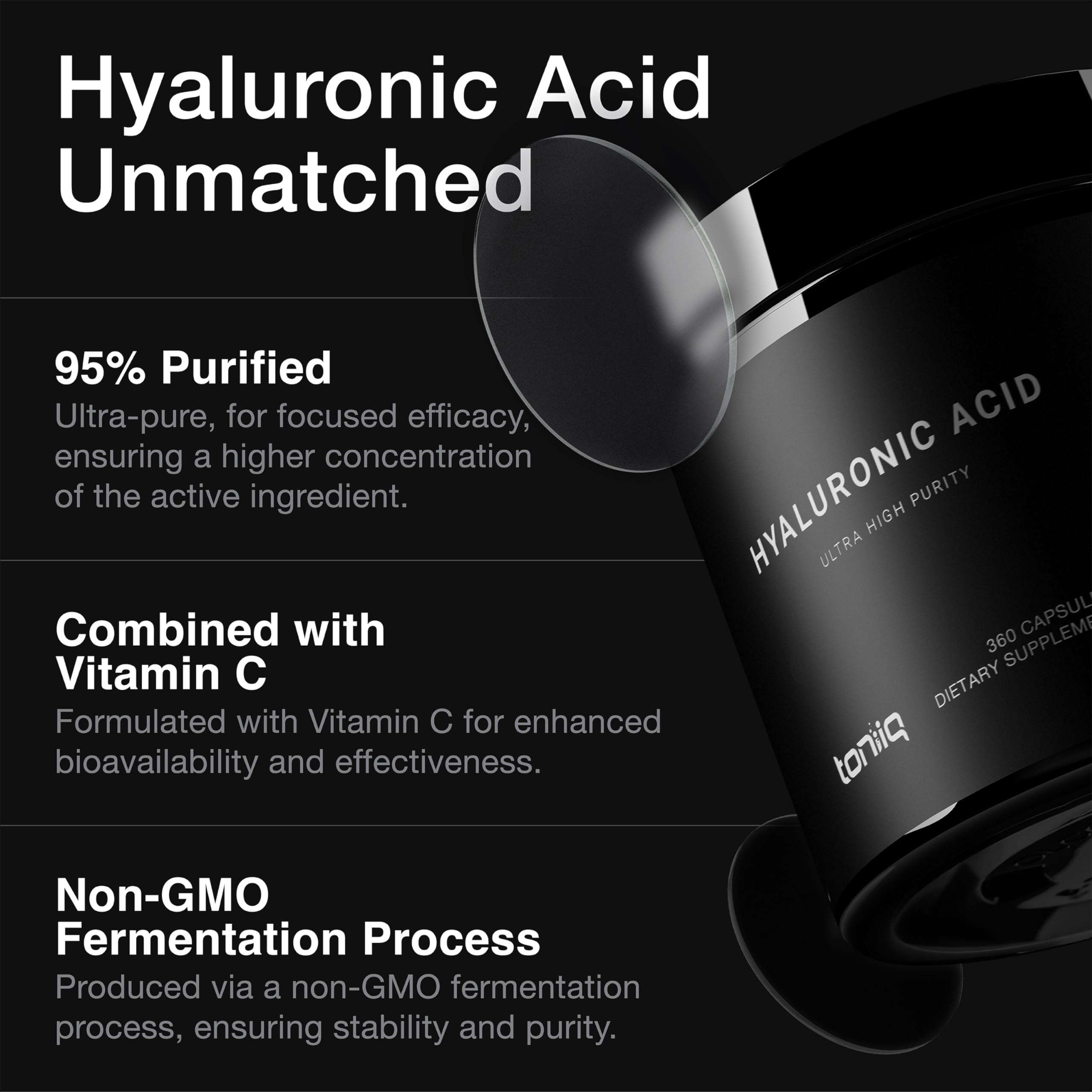 Foto 2 | Suplementos De Ácido Hialurónico De Ultra Alta Pureza Toniiq 275 Mg - Venta Internacional.