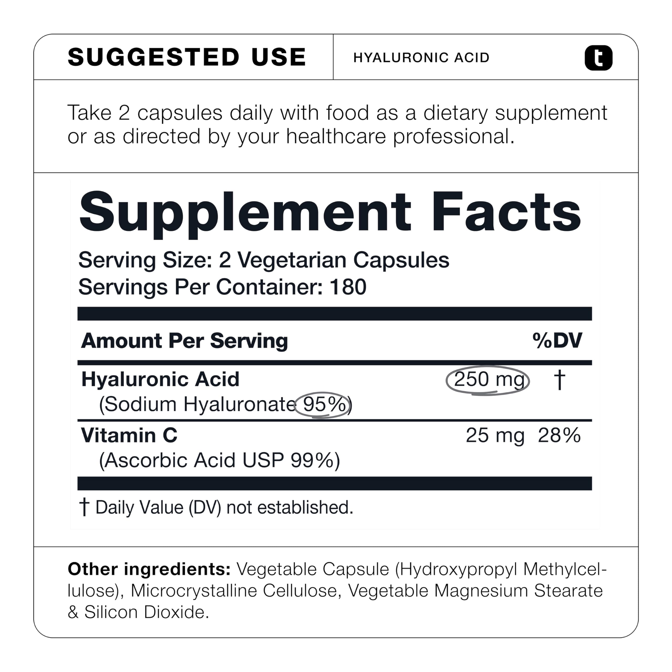 Foto 7 pulgar | Suplementos De Ácido Hialurónico De Ultra Alta Pureza Toniiq 275 Mg - Venta Internacional.