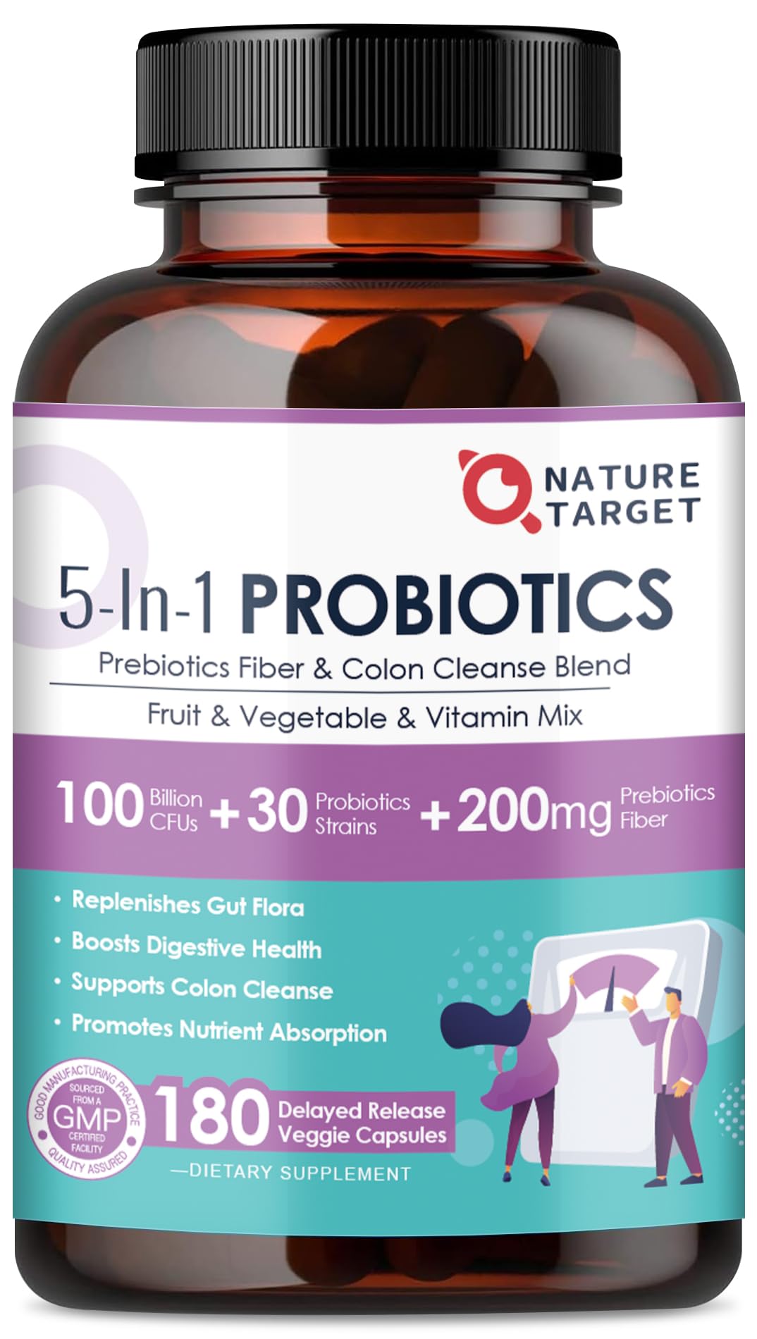 Foto 1 | Probiotics Nature Target 100 Mil Millones De Cfu Para Mujeres Y Hombres, 180 Cápsulas - Venta Internacional.