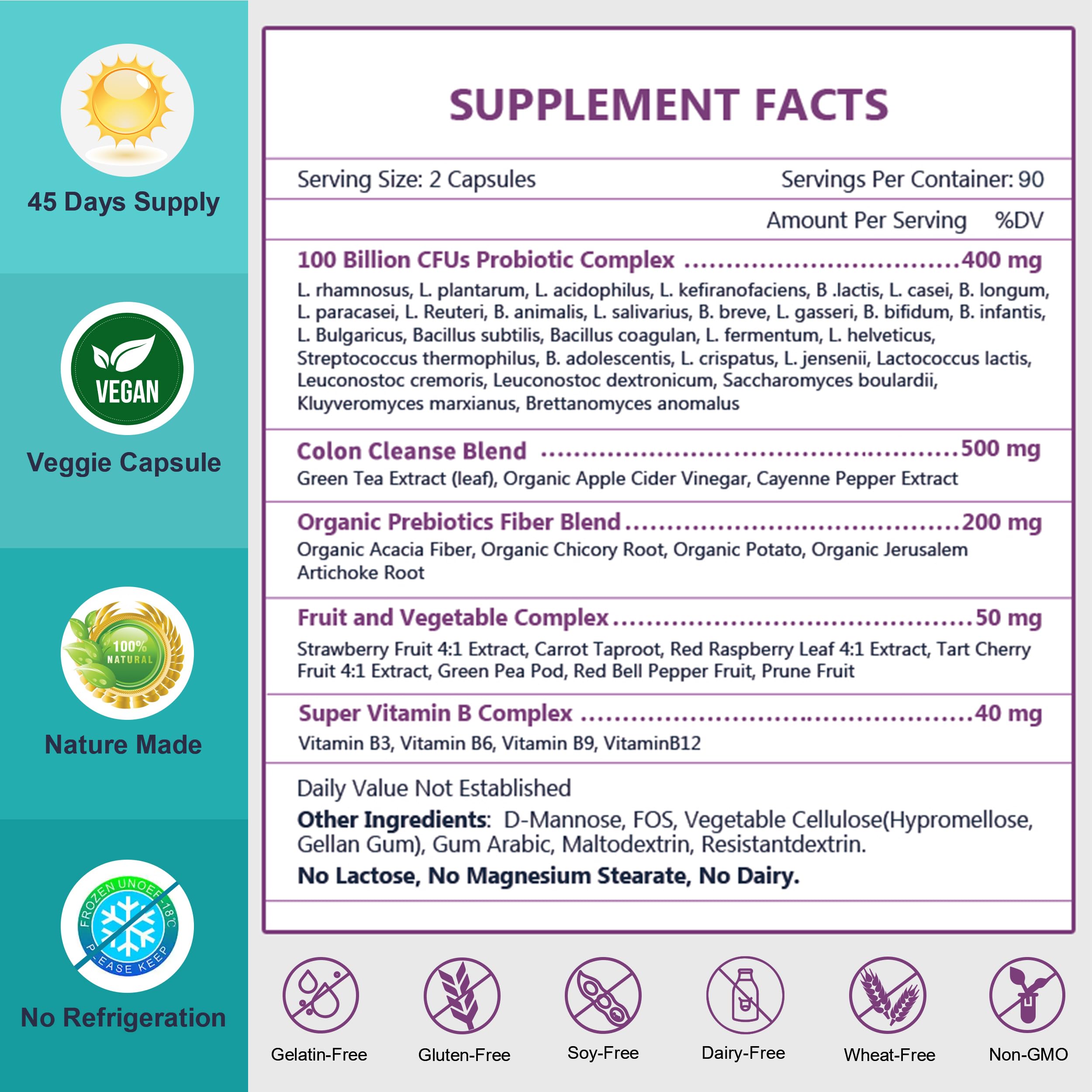 Foto 8 pulgar | Probiotics Nature Target 100 Mil Millones De Cfu Para Mujeres Y Hombres, 180 Cápsulas - Venta Internacional.