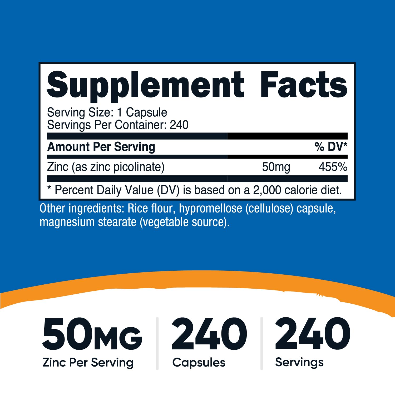 Foto 3 pulgar | Suplemento Nutricost Picolinato De Zinc 50 Mg 240 Cápsulas - Venta Internacional.
