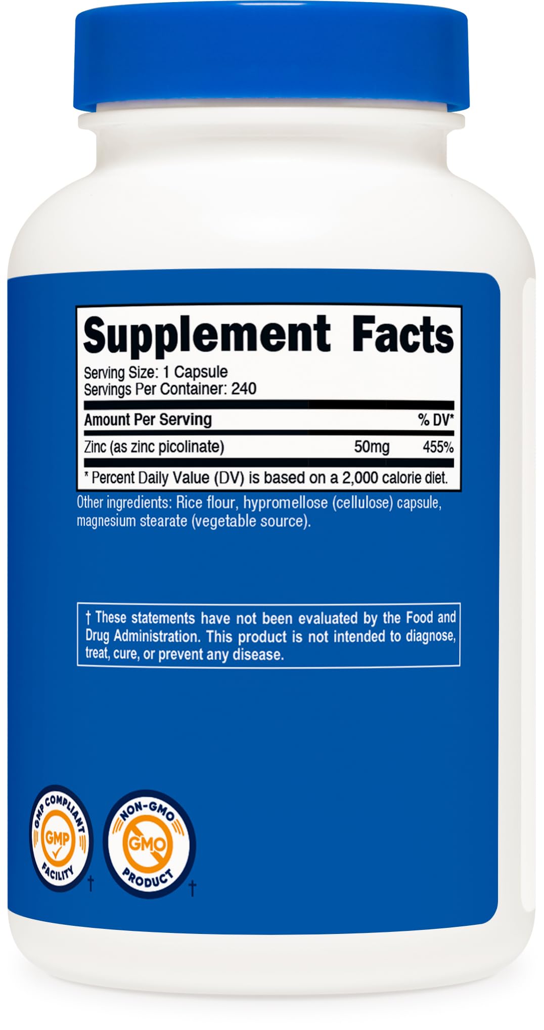 Foto 6 pulgar | Suplemento Nutricost Picolinato De Zinc 50 Mg 240 Cápsulas - Venta Internacional.