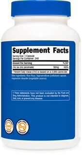Foto 5 | Suplemento Nutricost Picolinato De Zinc 50 Mg 240 Cápsulas - Venta Internacional.