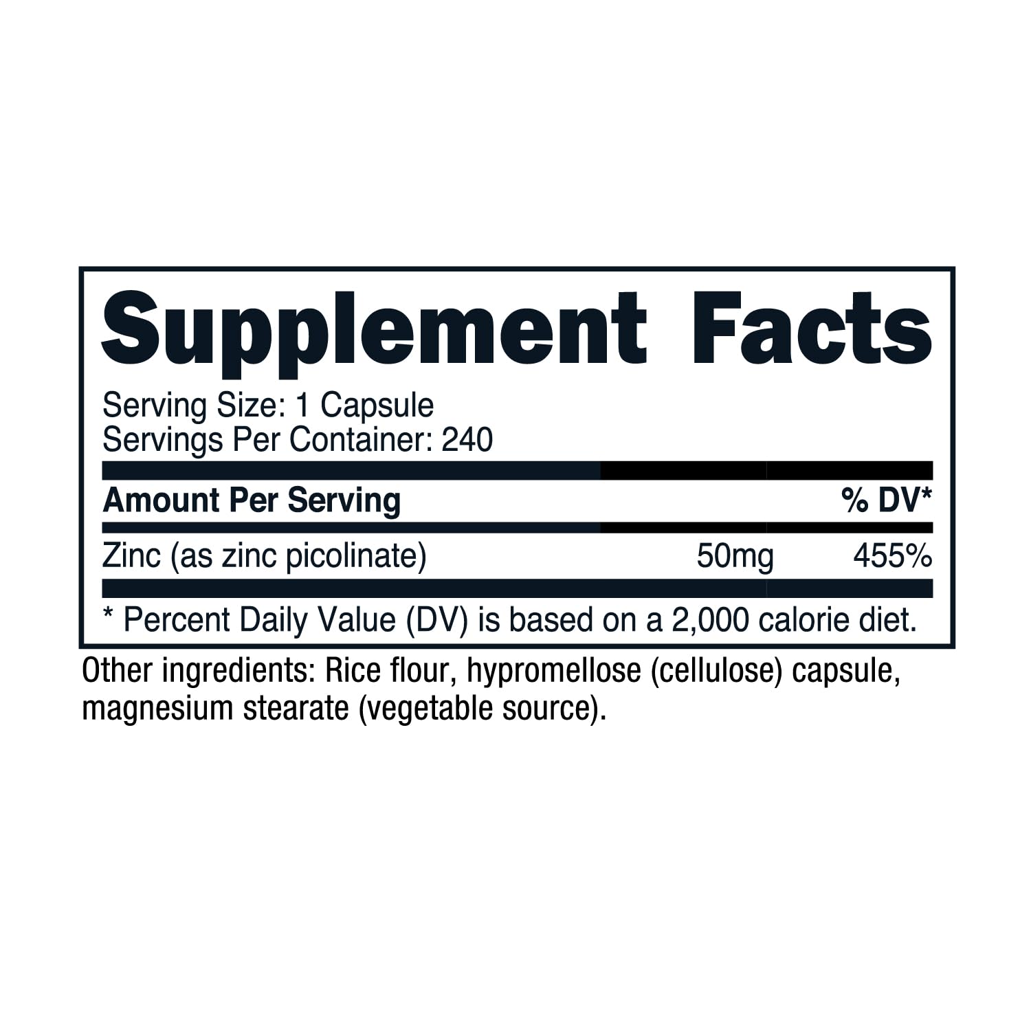 Foto 7 pulgar | Suplemento Nutricost Picolinato De Zinc 50 Mg 240 Cápsulas - Venta Internacional.