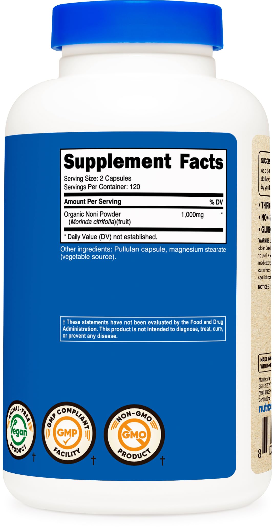Foto 5 pulgar | Suplemento Nutricost Noni Capsules 500 Mg 240 Cápsulas - Venta Internacional