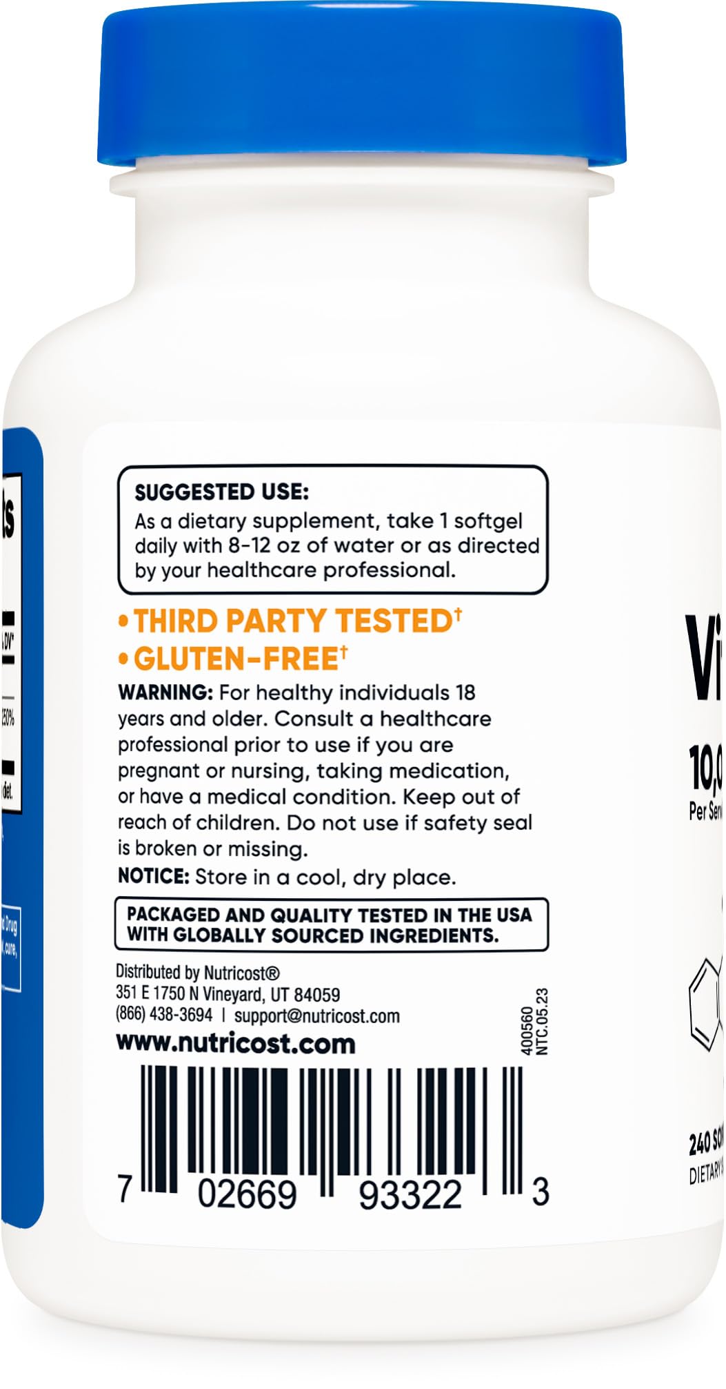 Foto 5 pulgar | Suplemento Nutricost De Vitamina D3, 10 000 Ui, 240 Cápsulas De Gel Blando - Venta Internacional.