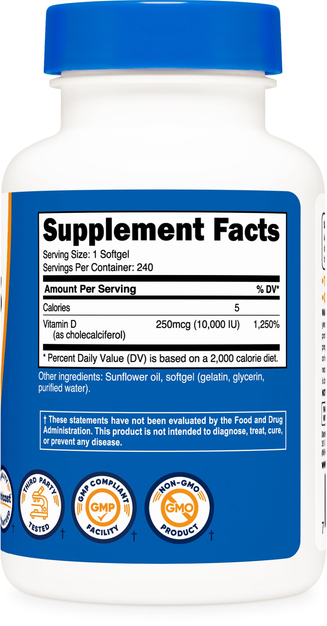 Foto 6 pulgar | Suplemento Nutricost De Vitamina D3, 10 000 Ui, 240 Cápsulas De Gel Blando - Venta Internacional.