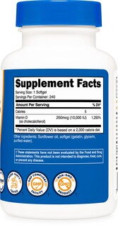 Foto 5 | Suplemento Nutricost De Vitamina D3, 10 000 Ui, 240 Cápsulas De Gel Blando - Venta Internacional.